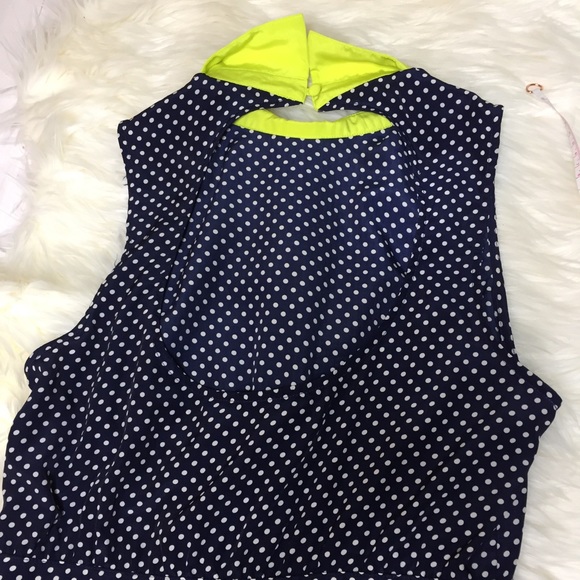 Forever 21 Navy Polka Dot  Mini Peplum  Dress - Picture 4 of 6